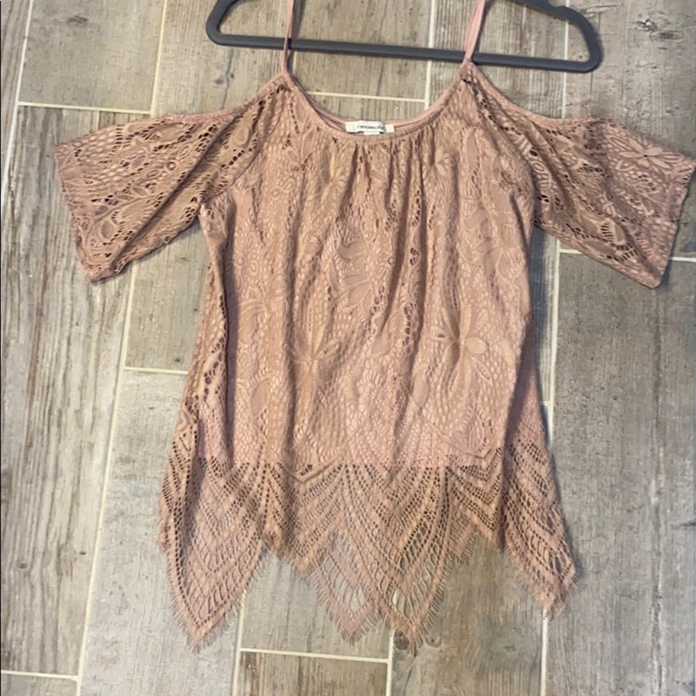 Blush pink lace blouse